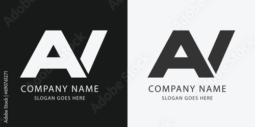 Unique modern geometric creative elegant Alphabet letter icon logo AV