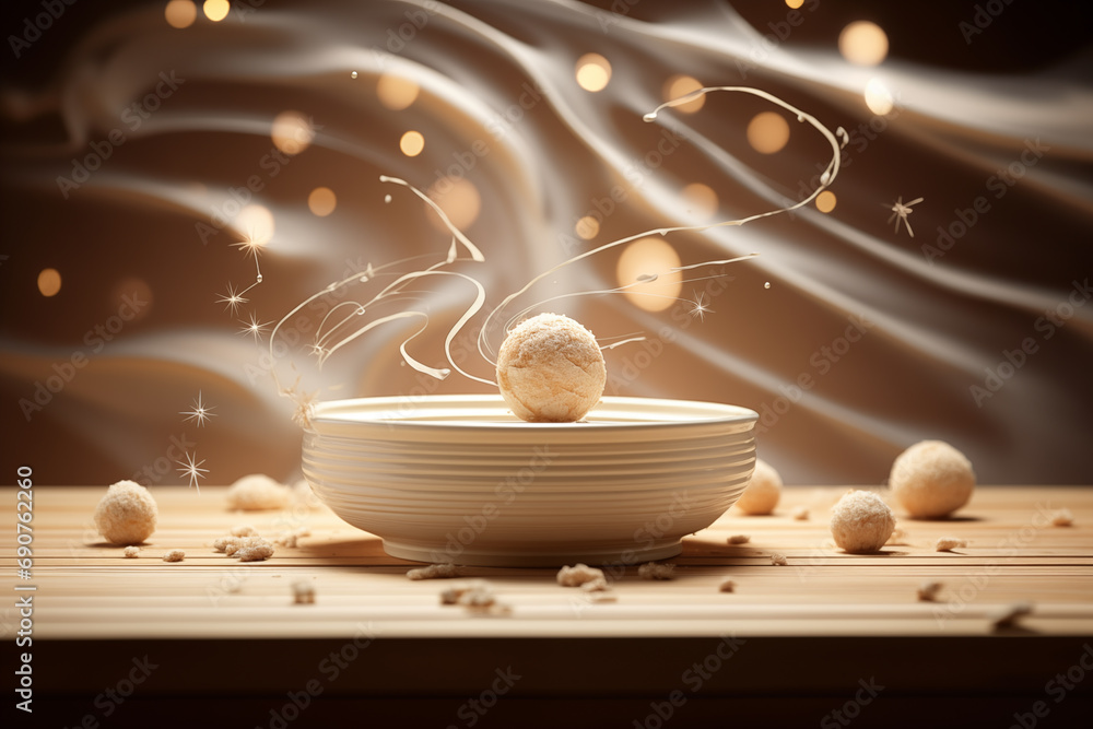 sweet cake with berries on a beautiful christmas background