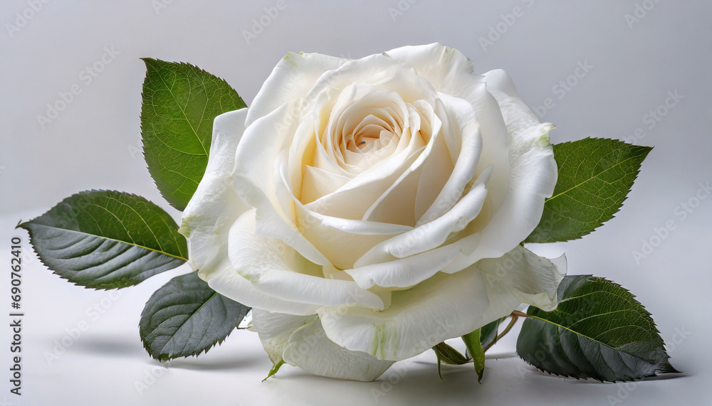 Fototapeta premium Single white rose isolated on a white background