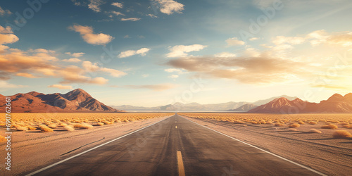 Empty asphalt road, Adventure road in desert . ai generative photo
