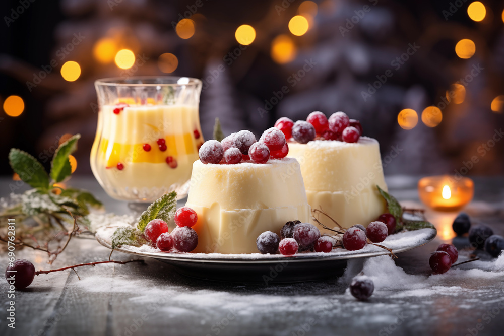 sweet cake with berries on a beautiful christmas background sweet cake with berries on a beautiful christmas background