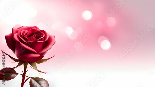 Romantic valentine background with rose and bokeh lights.