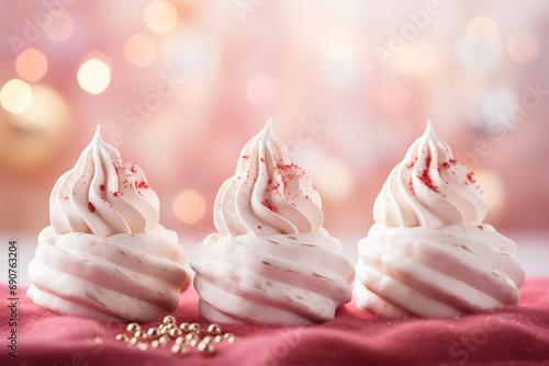 sweet cake with berries on a beautiful christmas background photo