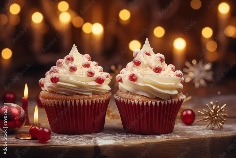 sweet cake with berries on a beautiful christmas background sweet cake with berries on a beautiful christmas background