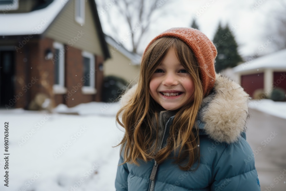 Portrait of a happy young girl outside during winter Portrait of a happy young girl outside during winter