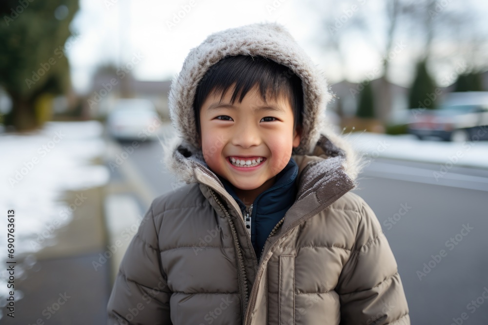 Portrait of a smiling little boy outside during winter Portrait of a smiling little boy outside during winter