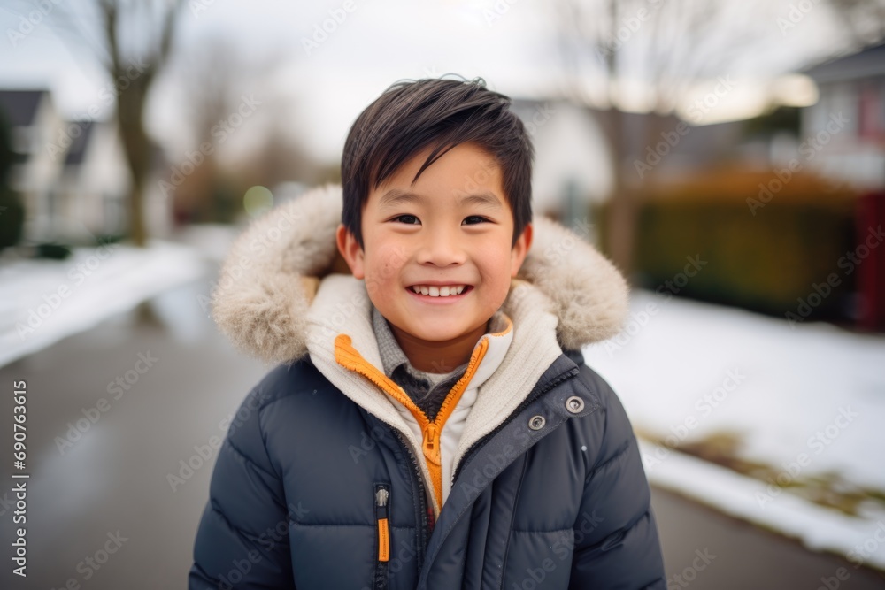 Portrait of a smiling little boy outside during winter Portrait of a smiling little boy outside during winter