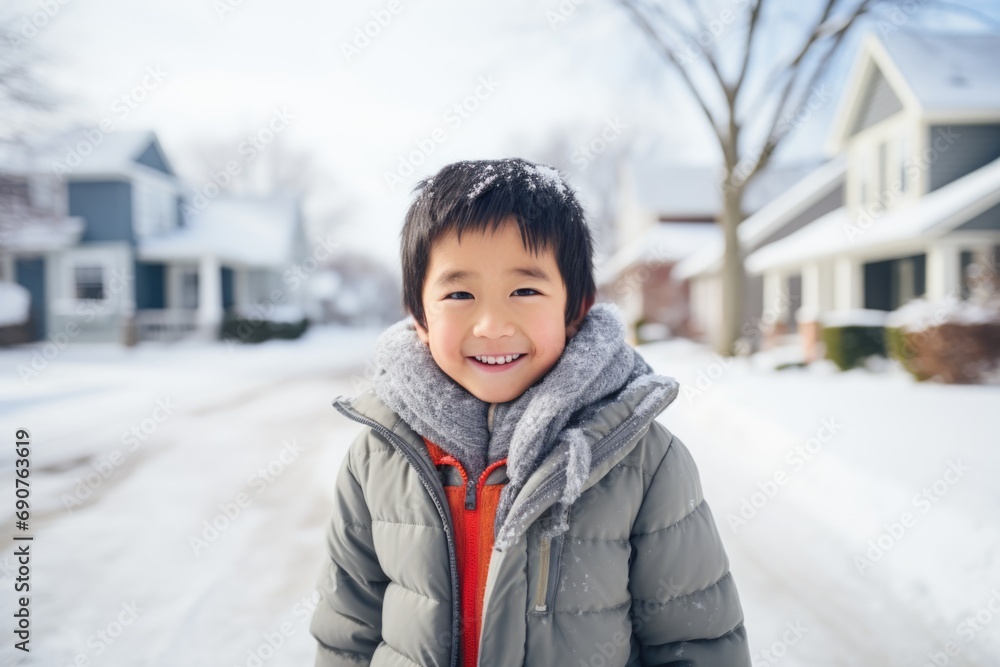 Portrait of a smiling little boy outside during winter Portrait of a smiling little boy outside during winter