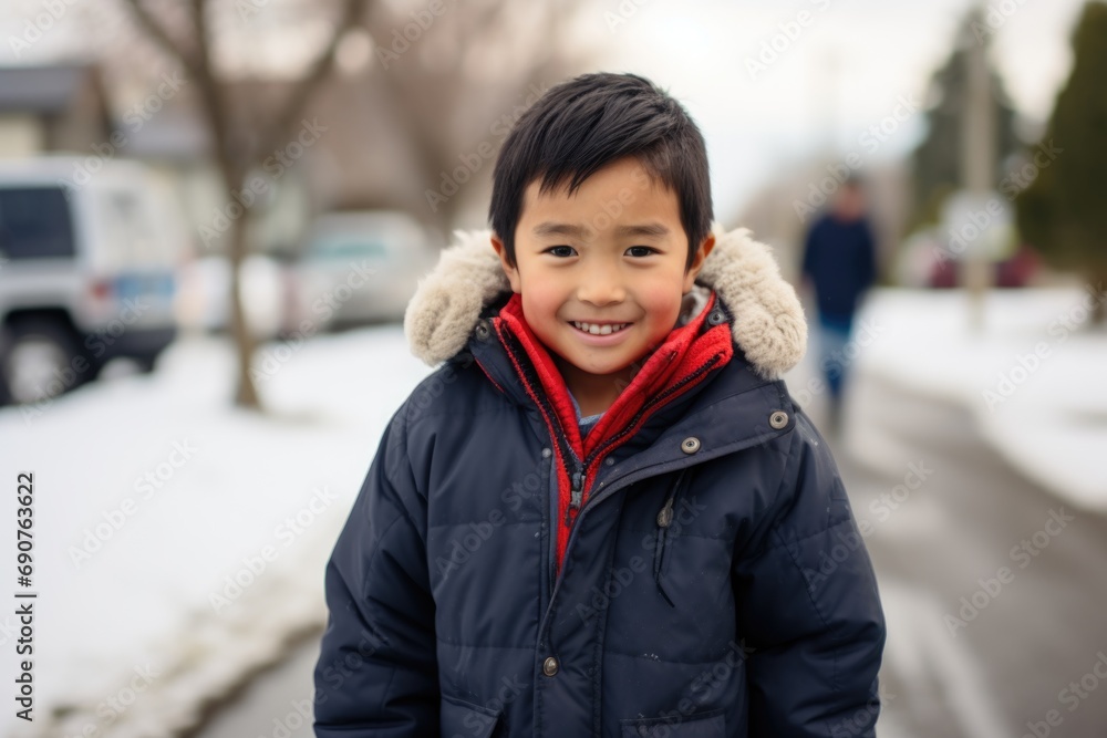Portrait of a smiling little boy outside during winter Portrait of a smiling little boy outside during winter