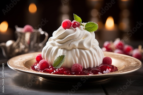 Obraz na płótnie sweet cake with berries on a beautiful christmas background w salonie