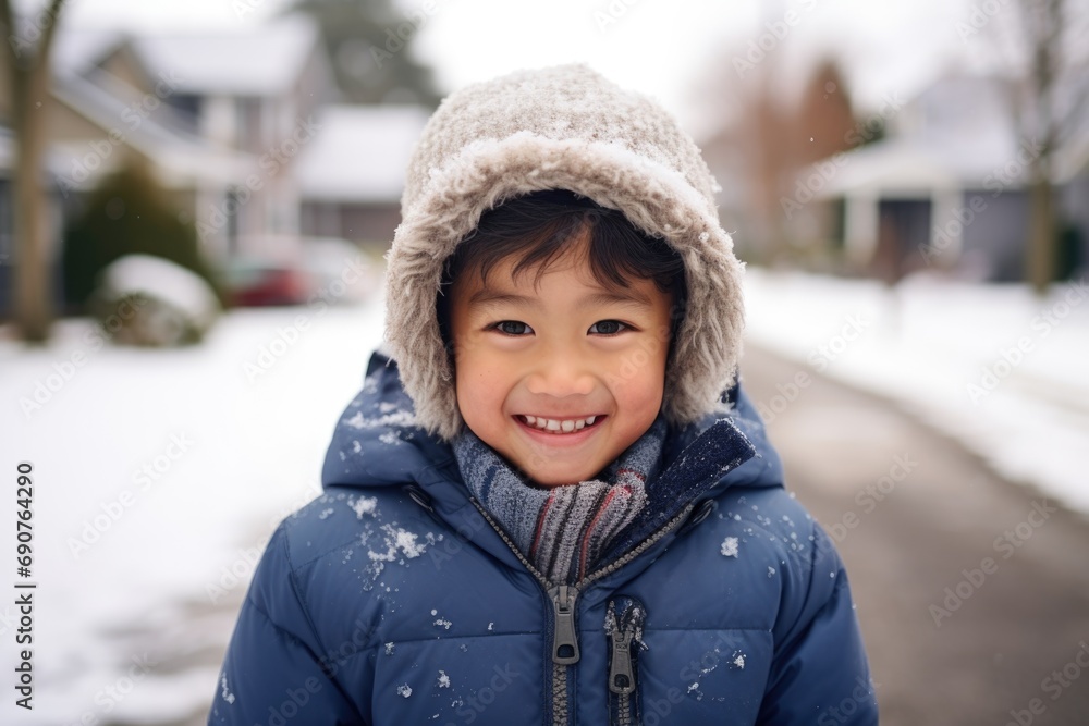 Portrait of a smiling little boy outside during winter Portrait of a smiling little boy outside during winter