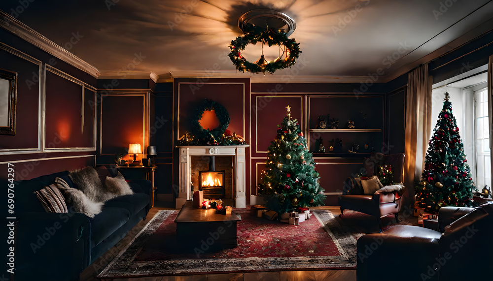 christmas tree with fireplace