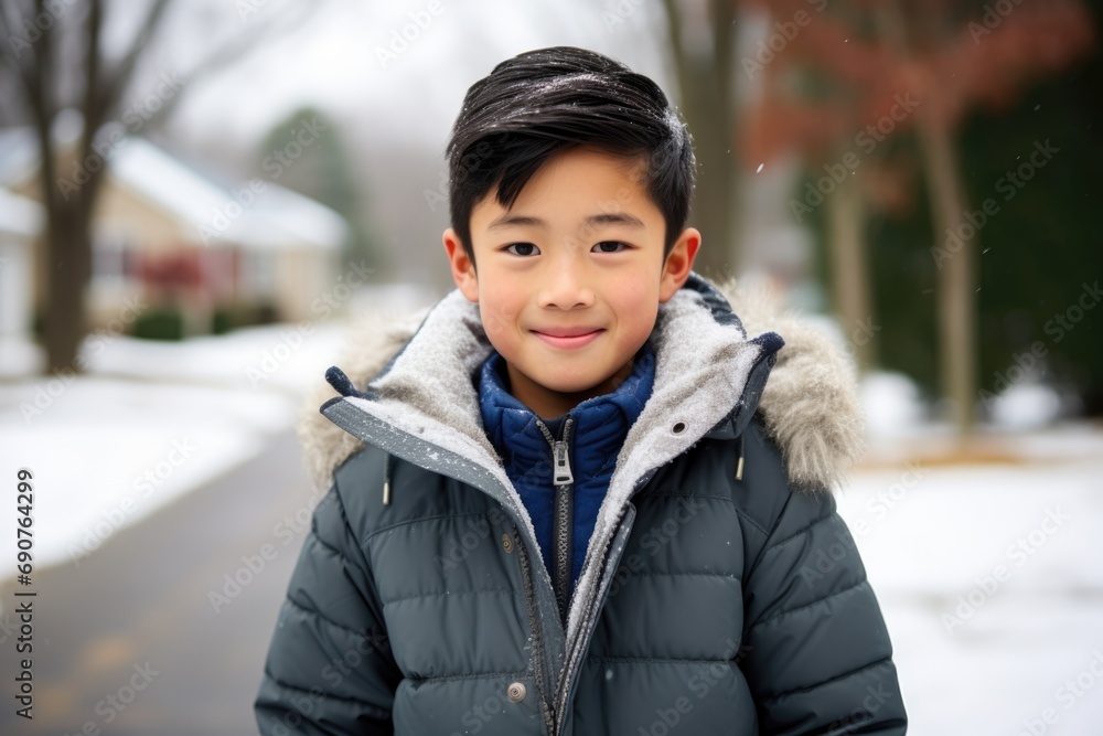 Portrait of a smiling little boy outside during winter Portrait of a smiling little boy outside during winter
