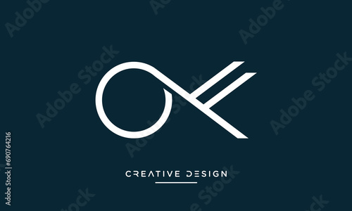 Alphabet letters OK or KO logo monogram