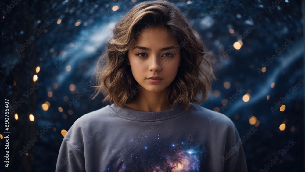 Futuristic girl. long hair Futuristic girl. long hair