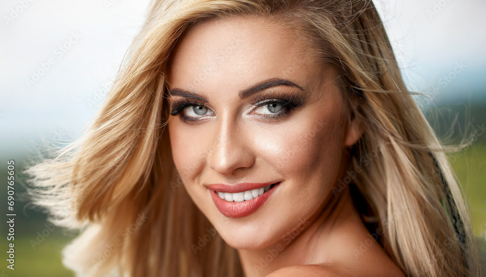 Attractive smiling woman looking at camera Attractive smiling woman looking at camera