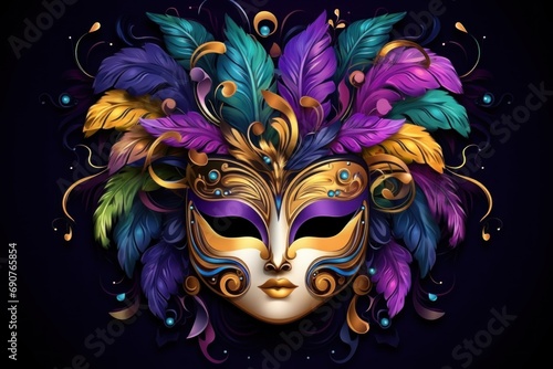 Margi Gras mask, Woman portrait with venetian carnival mask festive concept  © lublubachka