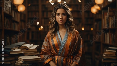 Smart and beautiful girl in the library © UniquePicture