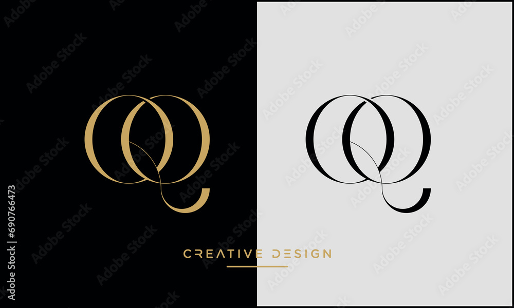 Alphabet letters OQ or QO logo monogram Alphabet letters OQ or QO logo monogram