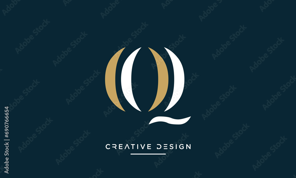 Alphabet letters OQ or QO logo monogram