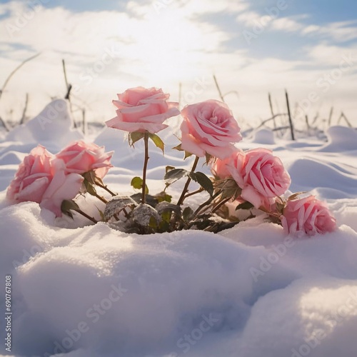 roses on the snow, ai generator