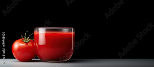 traditional tomato sauce in a glass gravy boat. Copyspace image. Header for website template photo
