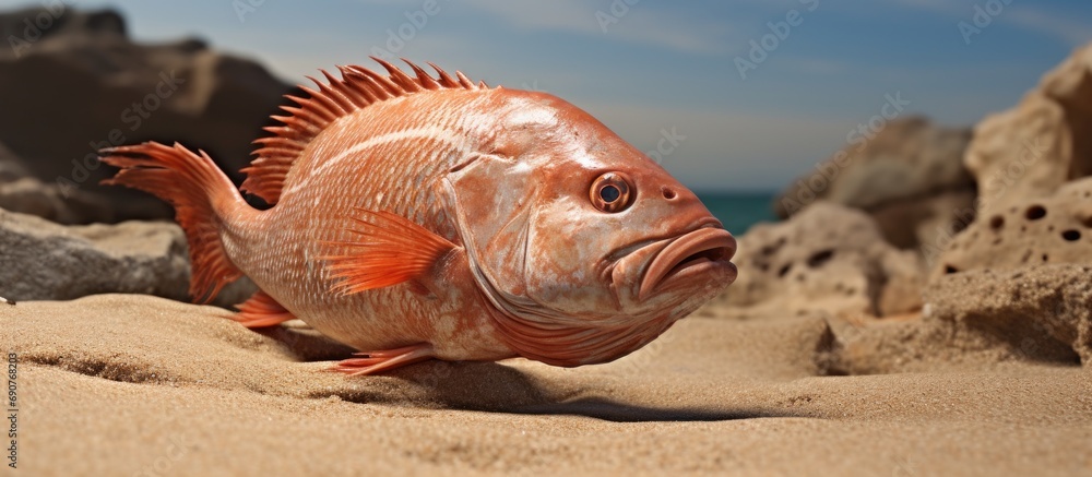Snapper From Above Shiny bronze coloured Australasian snapper Pagrus auratus above sea ...