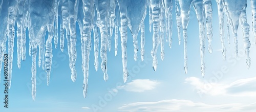 The Icicle icon captures the enchanting beauty of winter. Copyspace image. Header for website template