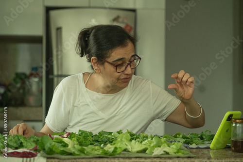 talking with mom, in the kitchen