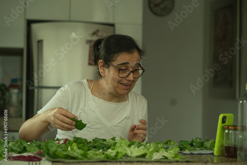 talking with mom, in the kitchen