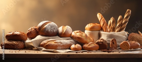 sweet baked goods taken out of the oven Bakery Various kinds of breadstuff. Copyspace image. Header for website template