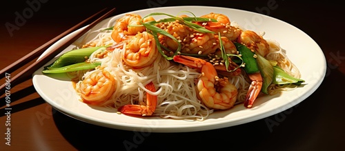 Rice noodles with shrimp an...