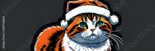 santa claus cat with christmas decorations  merry christmas  merry  merry christmas pattern 2024  merry christmas 2024  merry christmas wallpaper  Cute cat wearing a christmas hat