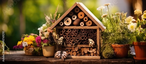 Wooden insect house outdoor...