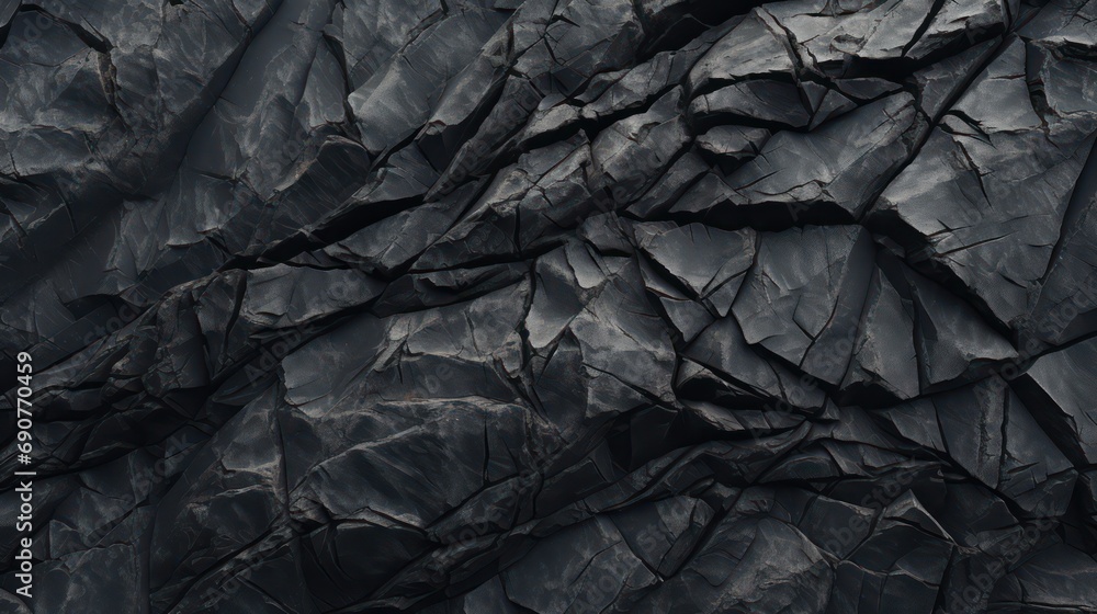 Black rock texture background. Rough mountain surface with cracks. Black stone background with space for design Black rock texture background. Rough mountain surface with cracks. Black stone background with space for design
