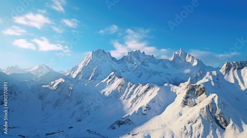 Wallpaper Mural A picturesque snow covered mountain with a clear blue sky in the background. Ideal for outdoor and nature-related projects Torontodigital.ca