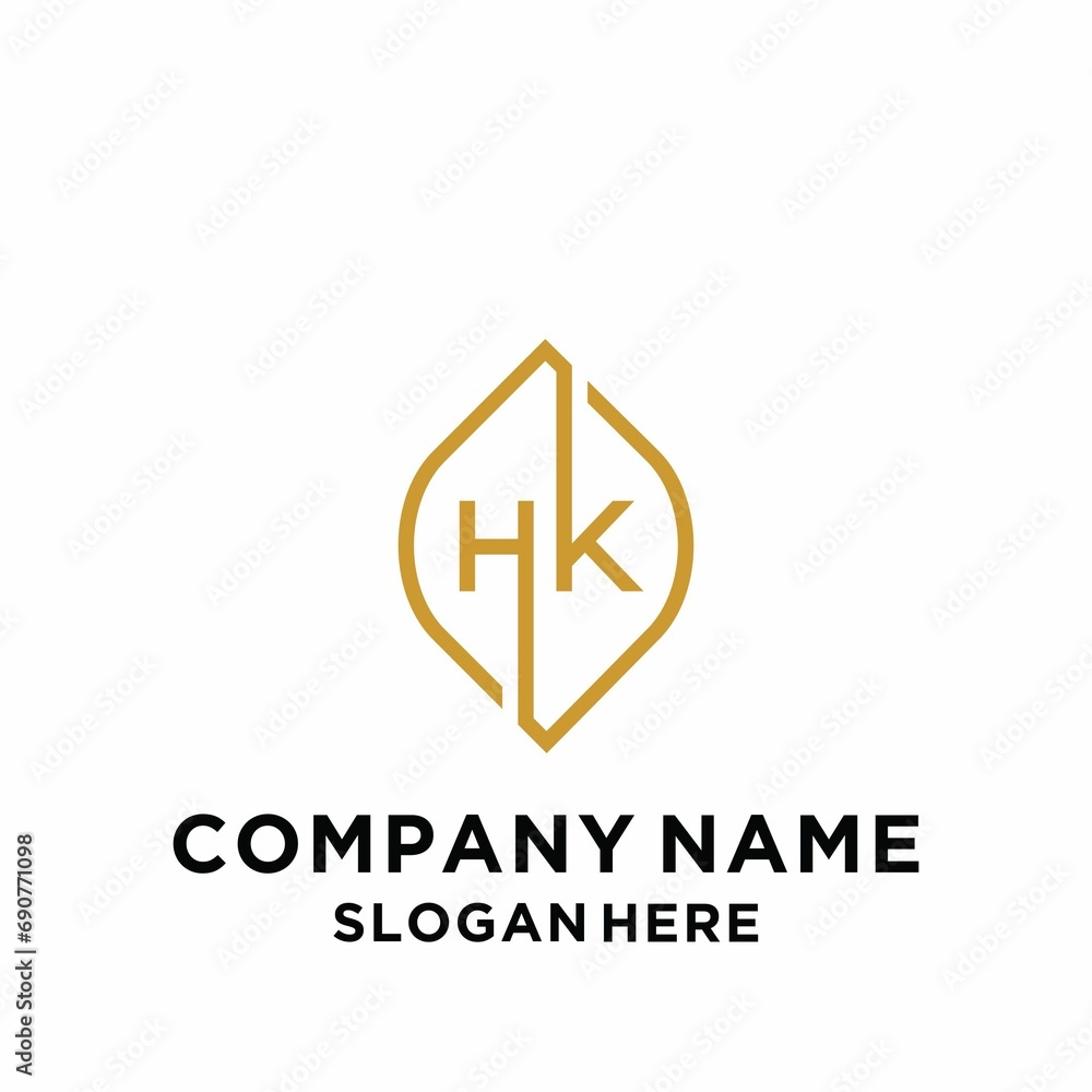 HK letter hexagon vector logo design HK letter hexagon vector logo design