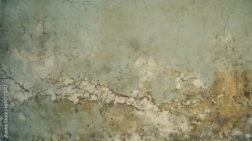 Brown green old concrete wall surface. Dark olive color. Close-up. Rough background for design