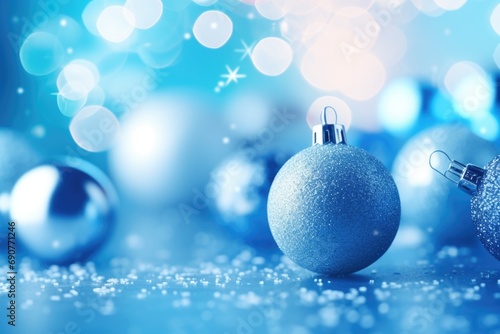 A close-up shot of a blue Christmas ornament. Perfect for adding a festive touch to holiday decorations.