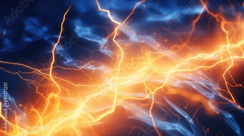 Lightning effect captured in a close-up shot against a black background. Ideal for adding dramatic impact to designs or illustrating power and energy.