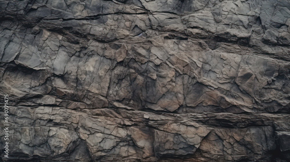 Dark brown rock texture background. Close-up Mountain rough surface. Stone wall background with copy space for design banner