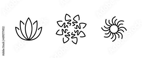 black abstract flowers set