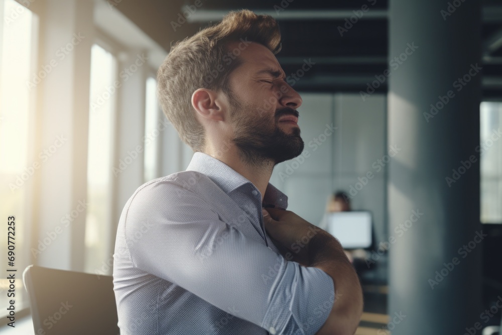 Fototapeta premium A man wearing a shirt and tie is standing in front of a window. This image can be used to depict professionalism, office settings, or business concepts