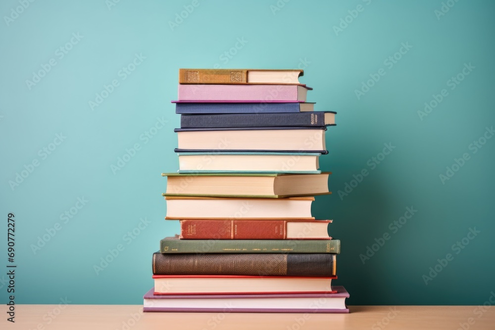 A stack of books placed on top of a wooden table. Suitable for educational and academic concepts A stack of books placed on top of a wooden table. Suitable for educational and academic concepts