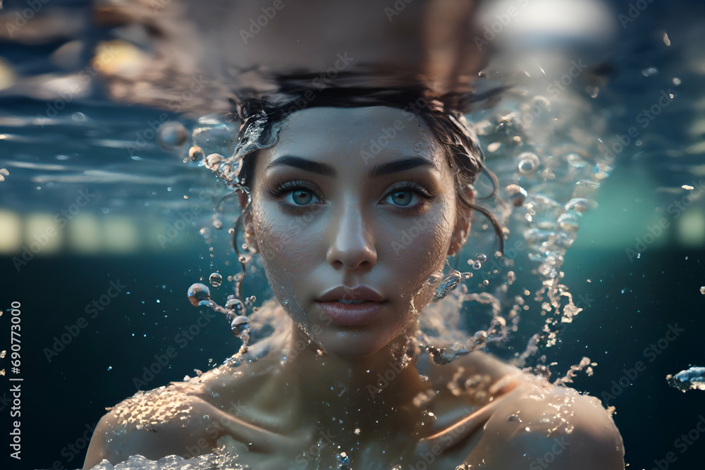 Portrait of a woman in water - Generative AI