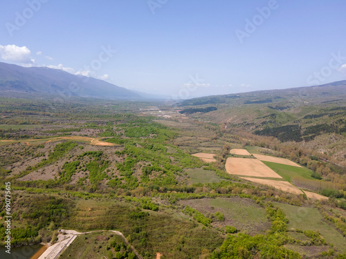 Aerial view of Petrich valley, Bulgaria photo