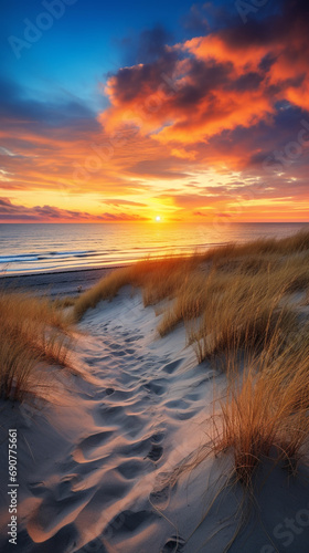 Fototapeta Naklejka Na Ścianę i Meble -  Sunset over the dunes of the Baltic Sea