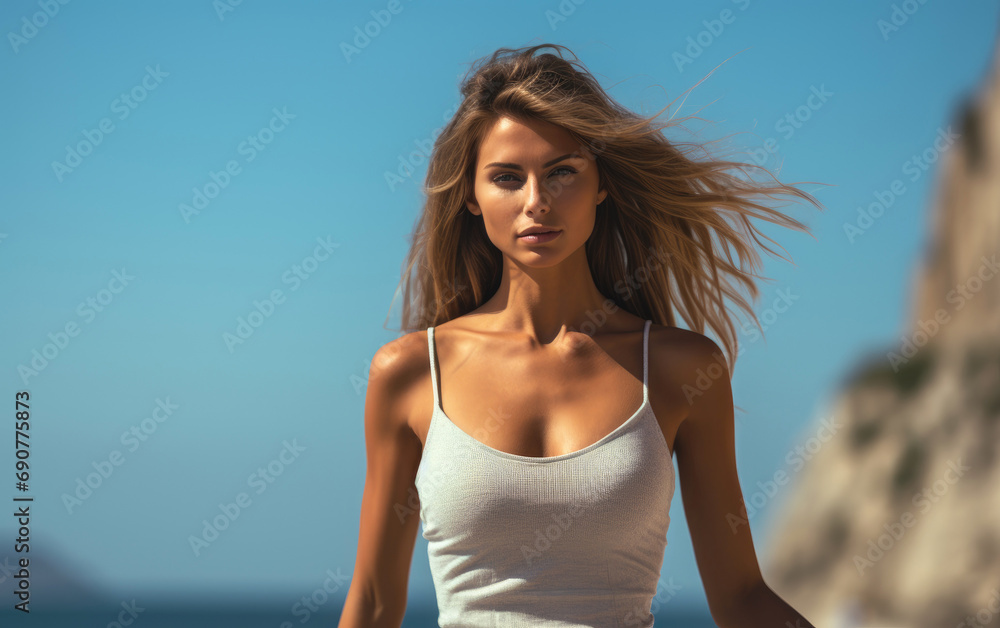 A young woman doing morning runs on the seaside A young woman doing morning runs on the seaside
