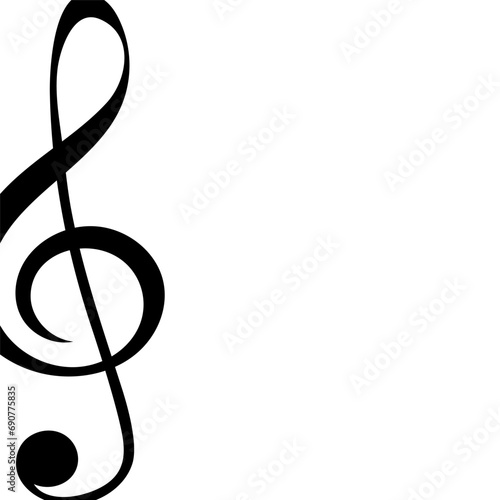 Music note, musical background, treble clef, key, vector illustration.