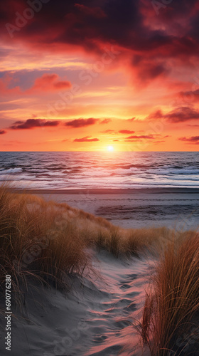 Fototapeta Naklejka Na Ścianę i Meble -  Sunset over the dunes of the Baltic Sea